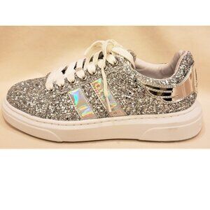 John Richmond England Rock&Roll Glitter Sneakers Size- 8 Silver Metallic